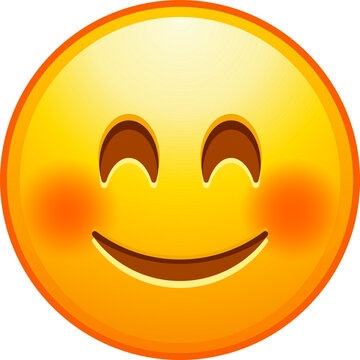 recommend clip art: Top quality emoticon. Cute smiling emoji. Happy face with flushed cheeks. Yellow face emoji.. Emoji icon from Telegram App.