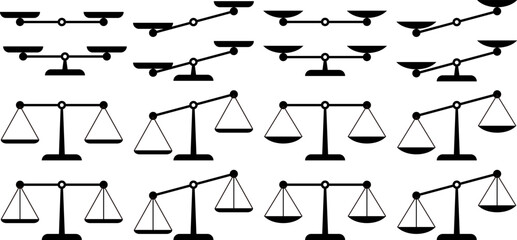 モノクロの天秤のベクターイラストセット
