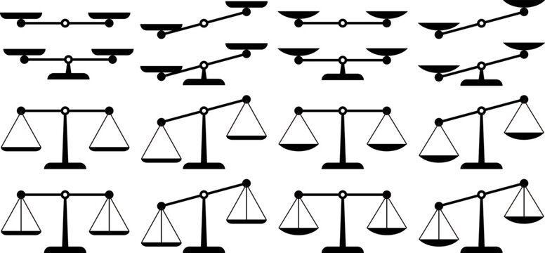 モノクロの天秤のベクターイラストセット
