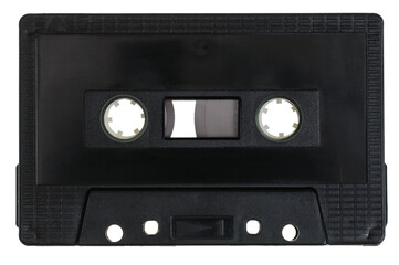 Vintage black Compact Cassette on white background