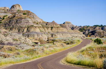 Road Through Makoshika State Park in Montana