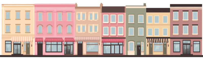 Shop buildings street background wide vector