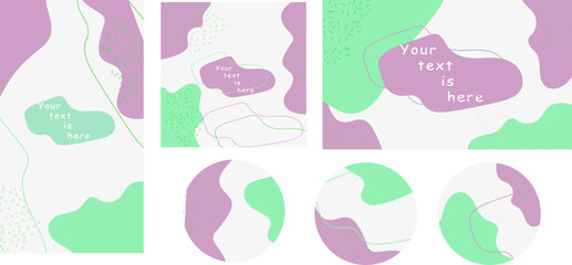 Social media stories, posts, highlights, banner templates. Abstract organic minimal trendy vector backgrounds with copy space for text	
