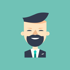 Happy business man flat vector design minimalistic art logo 