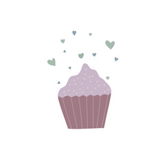 Vector cupcake, muffin with cream. Icon stock illustartion.
