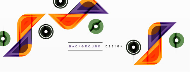 Colorful triangles and circles abstract background. Design for wallpaper, banner, background, landing page, wall art, invitation, prints, posters