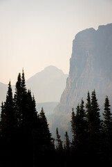 Forest Fire Haze at a Roadside Overlook Along Road to the Sun in Glacier National Park, Montana