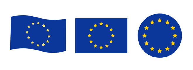 European union flag icon. Eu emblem flat design vector ilustration.
