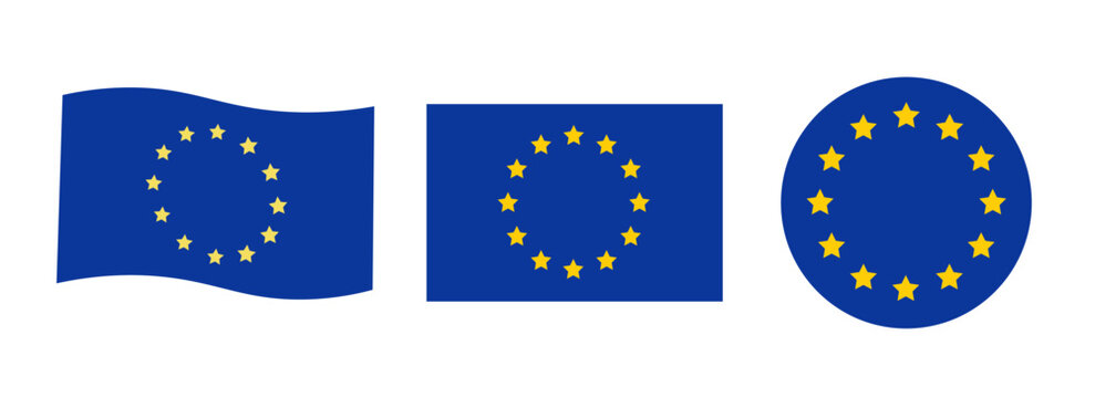 European union flag icon. Eu emblem flat design vector ilustration.
