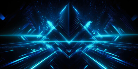 glowing futuristic technology interface illustration background new quality universal colorful joyful, abstract blue neon background. Generative AI