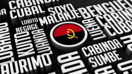 Angola Cities Word Cloud Collage In 3D