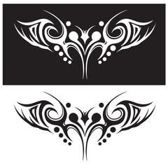 Black White Handrawn Tribal Tattoo