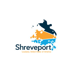 Map Of Shreveport City Illustration Geometric Creative Design