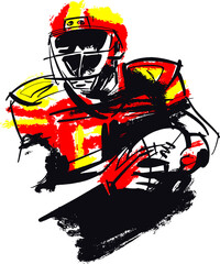 American football player vector sketch illustration