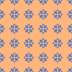 Vector. Seamless mediterranean geometric pattern in patchwork style. Talavera template. Portuguese Azulejo. Turkish decoration. Moroccan mosaic. Spanish porcelain. Ceramic dishes, folk ornament.