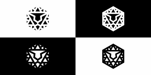 geometric lion face logo designs, icon, symbols. vector EPS10. © oinbrand