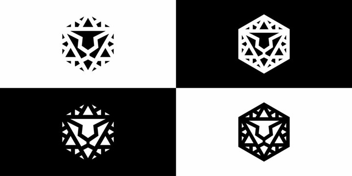 geometric lion face logo designs, icon, symbols. vector EPS10.