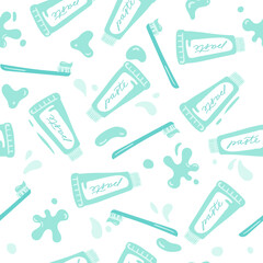 Dental care tooth seamless pattern. Healthcare teeth background. - 603324534