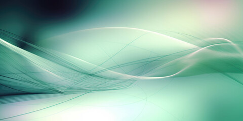 Fototapeta premium abstract background with smooth lines in blue and turquoise colors, abstract lines, high tech, in colors of muted blue and green, blurred. Generative AI