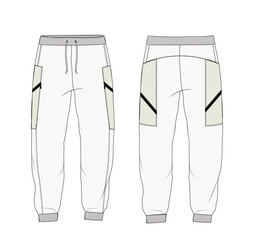 men jogger fleece sweatpants with zipper pockets technical drawing vector