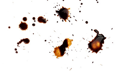 Coffee stains and splatters texture drip coffee on paper on background.
