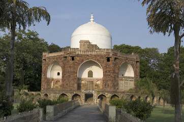 Fototapeta na wymiar Outer view of Hazira Maqbara, contains the tombs of Qutb-ud-din Muhammad Khan, tutor of Salim, son and successor of Akbar, Vadodara (Baroda), Gujarat, India