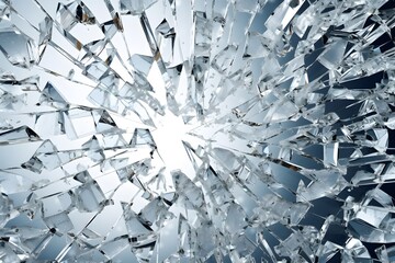 close up texture of a broken glass on white, ai tools generated image