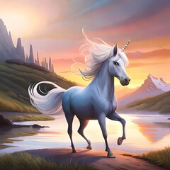 Plakat horse at sunset