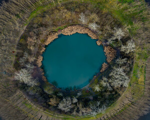 Obraz na płótnie Canvas Crater lake of Nagyhegyes village. This is a non natural lake was created by a natural gas extraction accident.