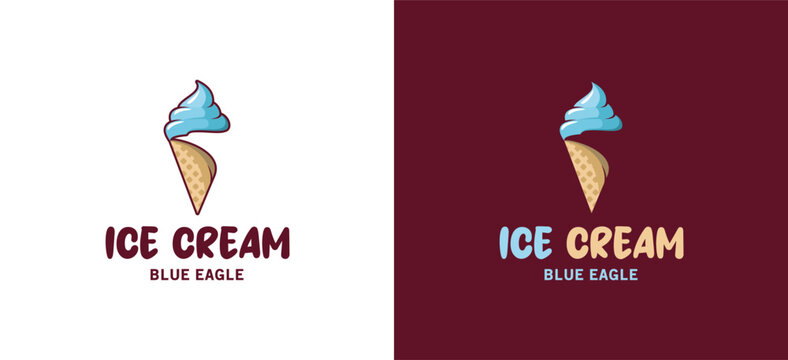 Sweet and creamy blue gelato ice cream logo design with eagle head concept