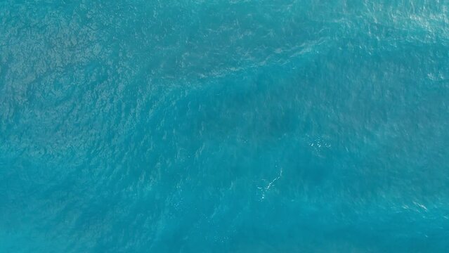 Turquoise surface of water of sea, natural background aerial top view