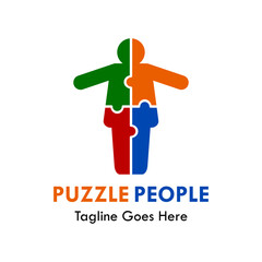 puzzle people design logo template illustration