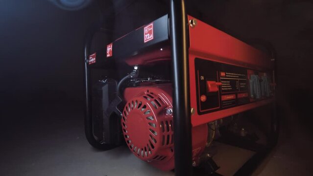 Gasoline electricity Generator. Gasoline powered generator that produces light.