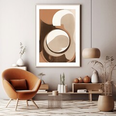 Abstract Boho Poster in Neutral Tones. Generative AI