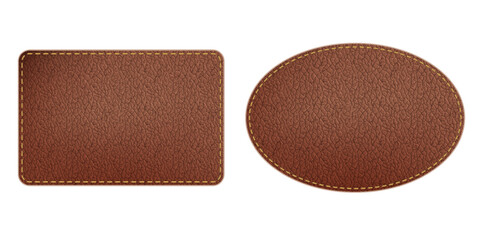 Vector leather tags or labels. Blank templates isolated on white background.