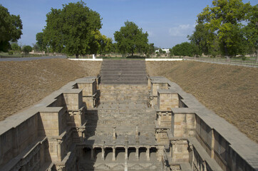 Outer view of Rani ki vav, an intricately constructed stepwell on the banks of Saraswati River....