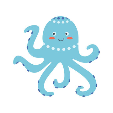 Octopus, sea animal. An inhabitant of the sea world, a cute underwater creature.