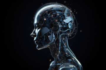 Fototapeta na wymiar Artificial intelligence concept, ai personality, computer mind, cybernetic brain 