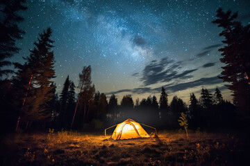 Fototapeta na wymiar camping in the night generative ai