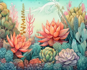 Fototapeta premium Pastel-colored plants