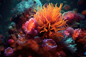 Naklejka na ściany i meble coral reef in the sea generative ai