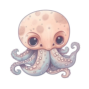 Pastel Octopus Png transparent Ai generative 