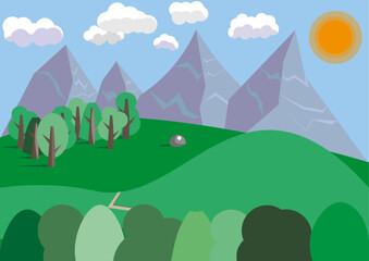 Flat design for spring landscape