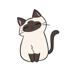 Cat Breed hand-drawn illustration_Siamese