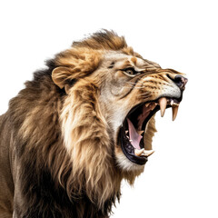 roaring lion on a transparant background, PNG, Generative Ai