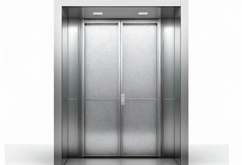 An empty modern elevator or lift with metal doors illustration. Ai generative.