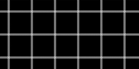 Windowpane plaid black and white seamless pattern with narrow lines. Classic wool suit fabric. Elegant masculine design. Simple monochrome background. Twill variegated woolen material