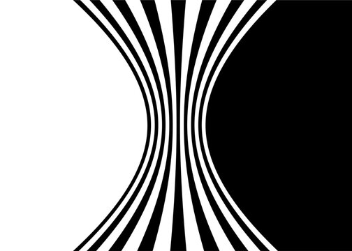 Smooth transition from black to white curved lines. Striped pattern. Design element. Trendy vector background.