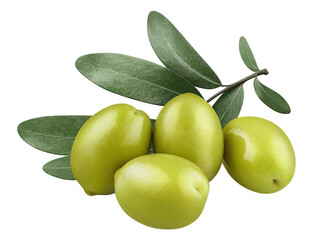 Delicious olives with leaves, cut out