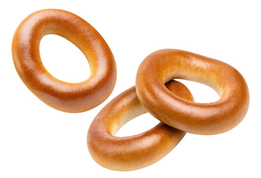 Fresh delicious bread rings (bagels, sushki or baranki), cut out